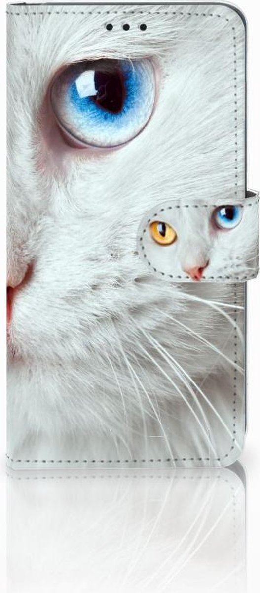 Samsung Galaxy S10 Telefoonhoesje met Pasjes Witte Kat