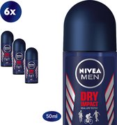 NIVEA MEN Dry Impact Deodorant Roller - 3 x 50 ml - Voordeelverpakking