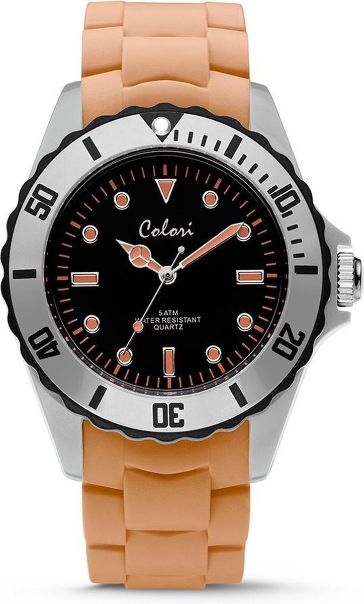 Colori Colour Combo 5 COL300 Horloge - Siliconen Band - Ø 44 mm - Beige - Grijs