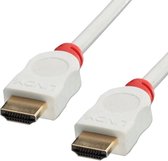 LINDY HDMI Aansluitkabel HDMI-A stekker, HDMI-A stekker 0.50 m Wit 41410 High Speed HDMI, Rond, UL gecertificeerd, Ultra HD-HDMI, Afgeschermd (dubbel), Stugge