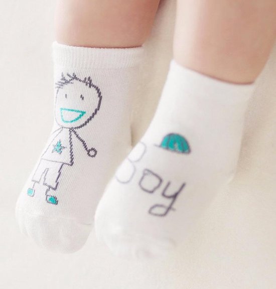 Baby sokjes - Babysokjes met anti-slip laagje - Boy - 0-12 maanden - Veilige eerste stapje