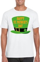 Happy St. Patricksday t-shirt wit heren - St Patrick's day kleding S