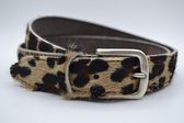 Damesriem luipaard - Mooie damesriem van koehuid met speelse luipaardprint - trendy damesriem - maat 85