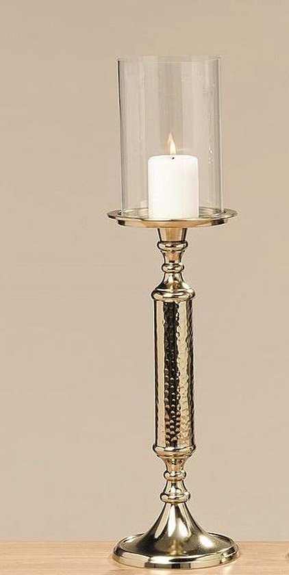 Kandelaar - glas - Goud - 49cm - mataal - kaars Ø max. 10cm | bol.com