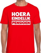 Hoera eindelijk pensioen t-shirt rood heren XL