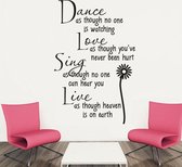 Muursticker tekst 'Dance Love Sing Live' 120x80