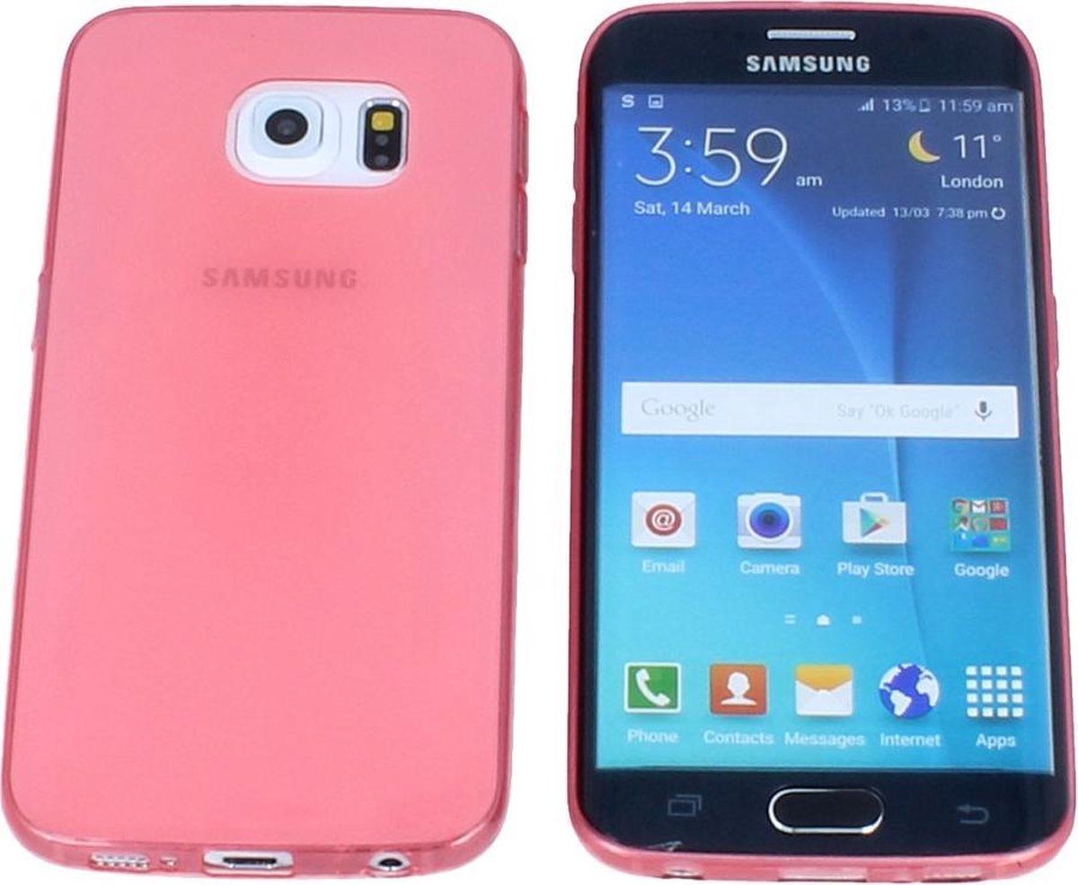 Samsung Galaxy S6 Edge, 0.35mm Ultra Thin Matte Soft Back Skin case Transparant Roze Pink