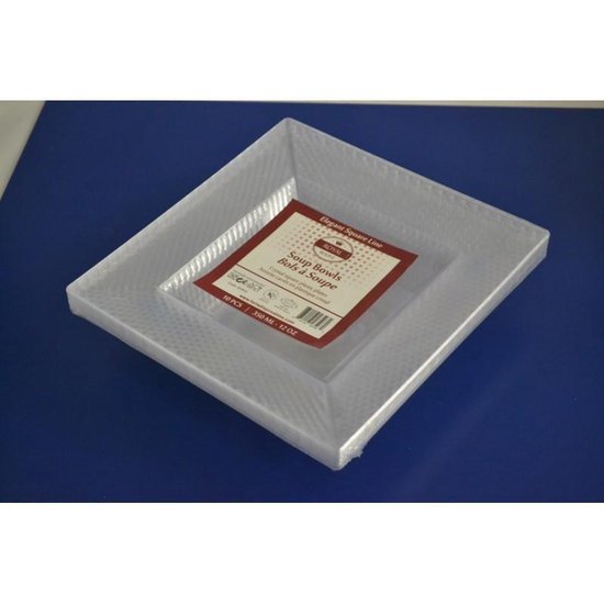 VOORDEELPAK: 5 Pakjes van Doorzichtige vierkante plastic kommen met reliëf,  12 oz -... | bol.com