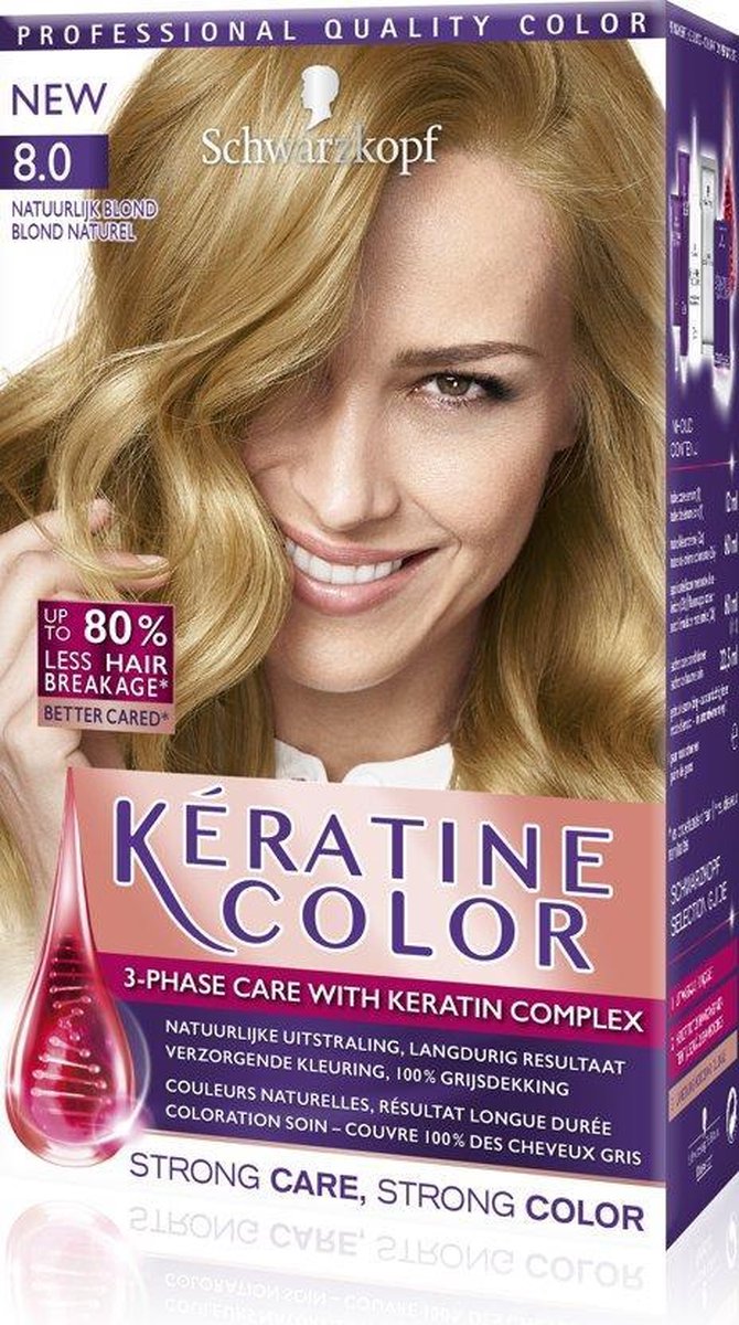 bol.com | Schwarzkopf Keratine Color 8.0 Natuurlijk Blond Haarverf - 2 ...