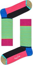 Happy Socks Half Stripe Sokken - Zwart/Roze/Groen - Maat 41-46
