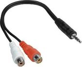 Hama Adapter Cable, 3.5 mm Stereo Jack Plug - 2 RCA Sockets, 0.15 m 2xRCA Zwart