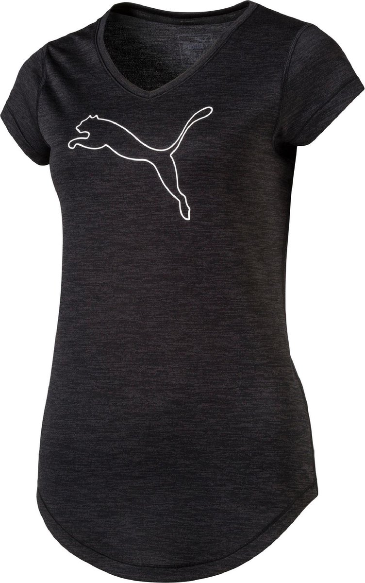 Puma Heather Cat Tee Fitness Shirt Dames Black Heather