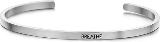 Key Moments 8KM-B00364 - Bracelet ouvert en acier avec texte - respirer - zircone - taille unique - couleur argent