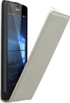 Wit lederen flip case Microsoft Lumia 950 cover hoesje