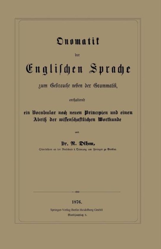 Onomatik der Englischen Sprache zum Gebrauche neben der Gram ... - cover