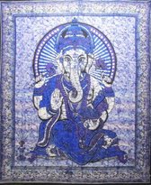 Bedsprei / wandkleed / grand foulard Ganesha blauw