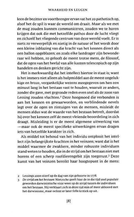 Pagina uit een boek met Nederlandse tekst, 'Waarheid en leugen'.