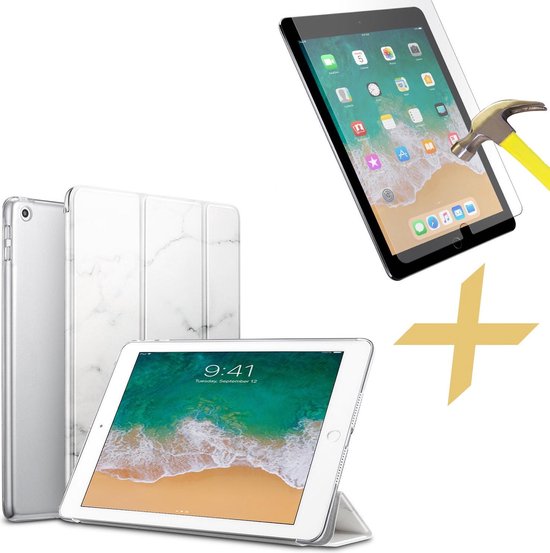 Étui pour iPad Air 2019 et protection d'écran pour iPad Air 2019 - 10,5 pouces - Étui Smart Book Marble