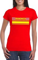 Brandweer logo t-shirt rood voor dames 2XL