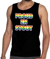 Proud en stout tanktop/mouwloos shirt - zwart regenboog homo singlet voor heren - gay pride XL