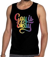Gay is okay gaypride tanktop/mouwloos shirt zwart heren L
