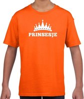 Oranje Prinsesje met kroon t-shirt meisjes XL (158-164)
