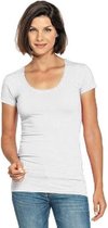 Bodyfit dames t-shirt wit met ronde hals - Dameskleding basic shirts XL (42)