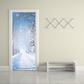 Walplus - Deur Decoratie Sticker - Winter Sneeuw - Wit/Blauw