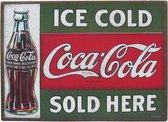 Signs-USA Coca Cola Ice Cold - Retro Wandbord - Metaal - 40,5x29 cm