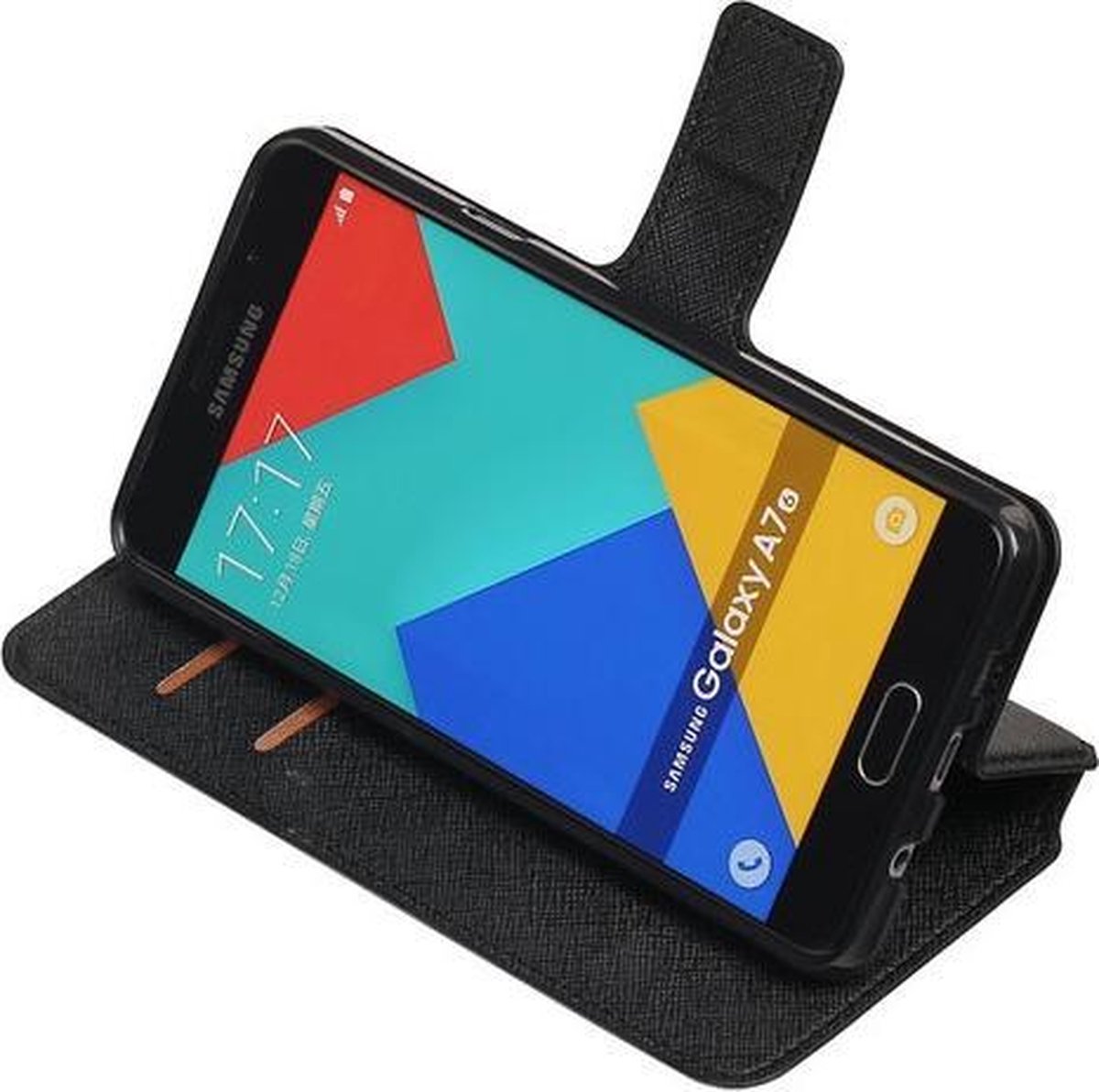 Zwart Samsung Galaxy A7 2016 TPU wallet case booktype hoesje HM Book