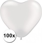 Hartjes ballonnen wit 15 cm 100 stuks