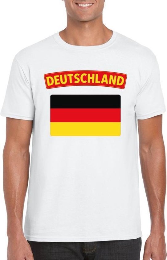 T-shirt met Duitse vlag wit heren XXL