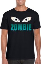 Halloween zombie ogen t-shirt zwart heren M