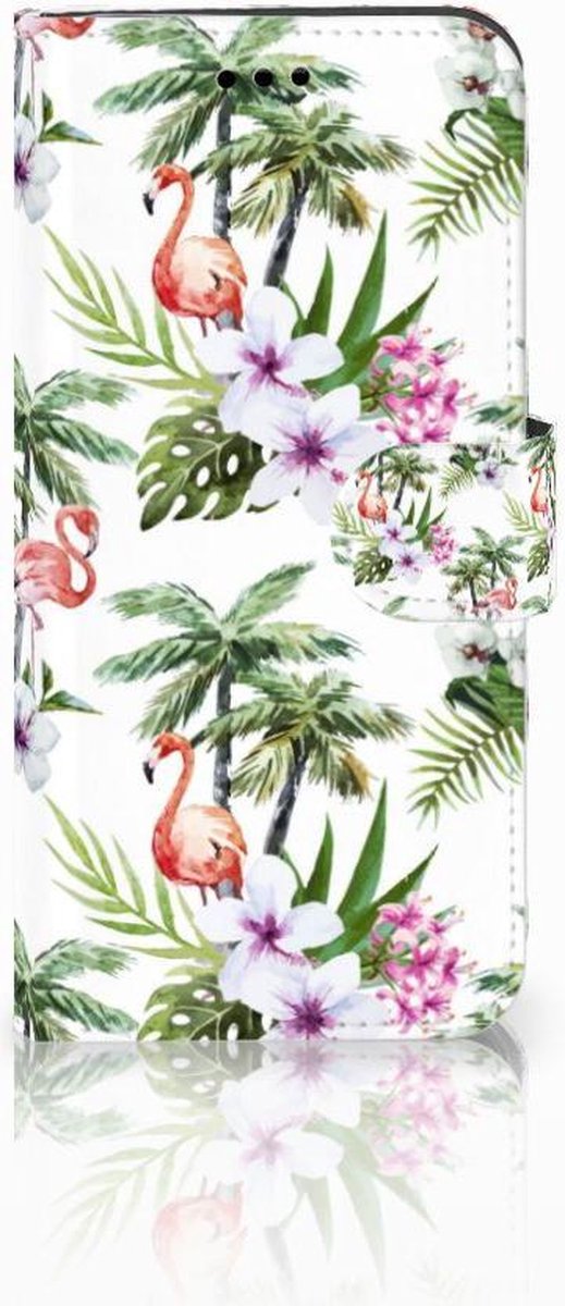Huawei P10 Lite Telefoonhoesje met Pasjes Flamingo Palms