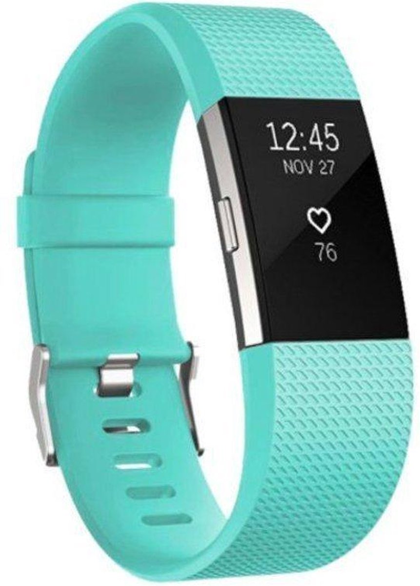 KELERINO. Siliconen polsbandje voor Fitbit Charge 2 Lake Blue - Large