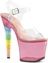 Pleaser Sandaal met enkelband, Paaldans schoenen -35 Shoes- UNICORN-708T Paaldans schoenen Roze/Transparant