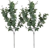 2x Grijs/groene Eucalyptus kunsttakken kunstplanten 65 cm - Kunstplanten/kunsttakken - Kunstbloemen boeketten