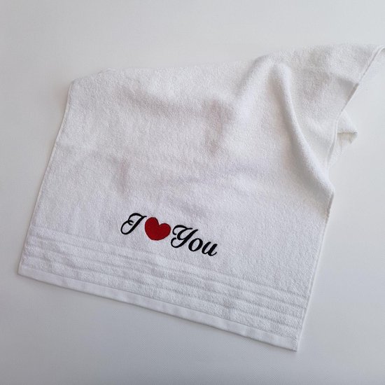 Badhanddoek voor Valentijnsdag - I love you - 50 x 100 cm