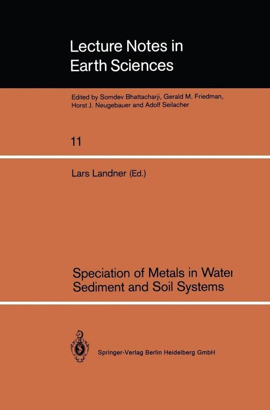 Lecture Notes in Earth Sciences 11 - Speciation of Metals in ... - cover