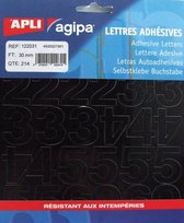 5x Agipa etiketten cijfers en letters letterhoogte 30mm, 214 cijfers