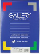 6x Gallery witte etiketten 70x25mm (bxh), rechte hoeken, doos a 3.300 etiketten