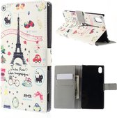 Sony Xperia M4 Aqua wallet agenda hoesje Parijs