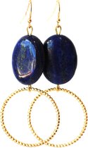 Oorbellen met lapis lazuli edelsteen en ring, 5,5 cm lang