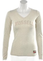 Russell Athletic  - Deep V-Neck Long Sleeve Tee - Dames Top - XS - Beige