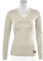 Russell Athletic - Deep V-Neck Long Sleeve Tee - Dames Top - XS - Beige