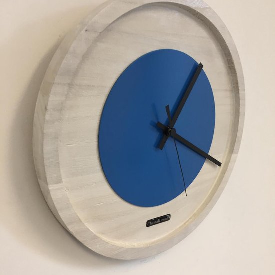 Horloge murale Quinten Design hollandais moderne blanc et bleu