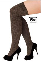 5x Paar Overknee kousen lurex goud stretch