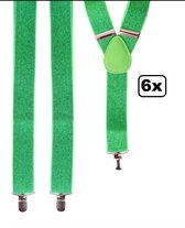 6x Bretel groen met glitter 2.5 cm breed