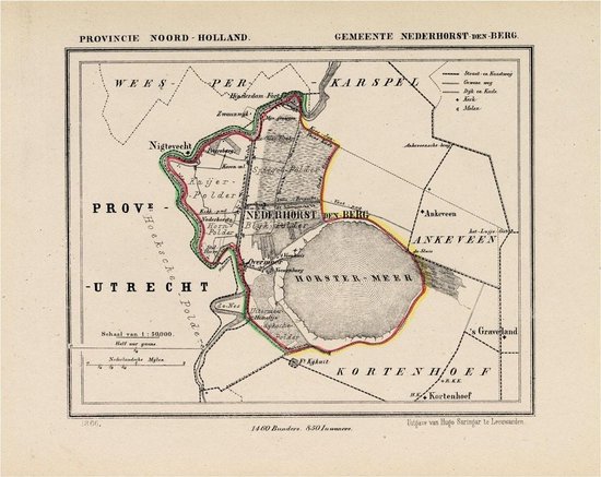 Historische kaart, plattegrond van gemeente Nederhorst den Berg in Noord Holland uit 1867 door Kuyper van Kaartcadeau.com