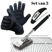 Gohh Vleesthermometer, BBQ Handschoenen (2) en BBQ Borstel - Voordeelset